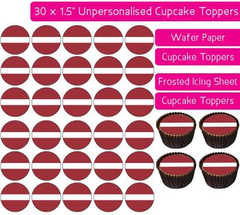 Latvia Flag - 30 Cupcake Toppers