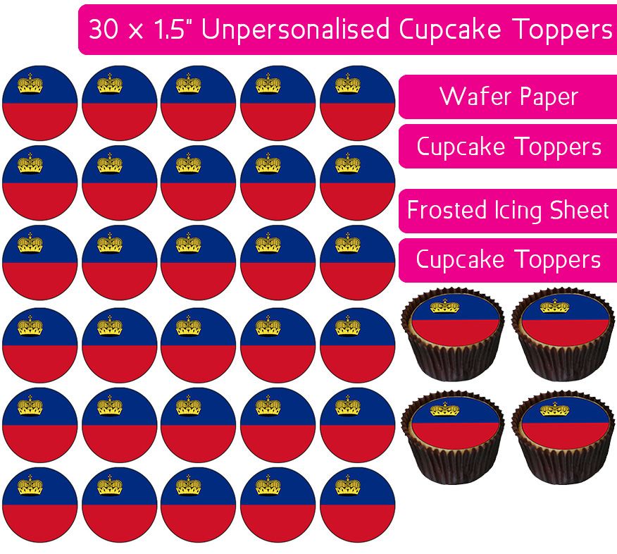 Leichtenstein Flag - 30 Cupcake Toppers