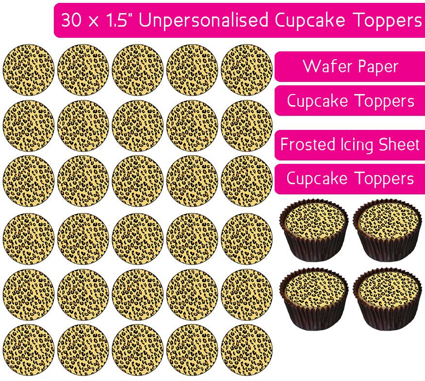 Leopard Print - 30 Cupcake Toppers