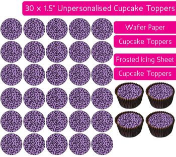 Leopard Print - Purple - 30 Cupcake Toppers