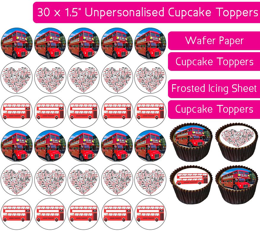 London Bus - 30 Cupcake Toppers