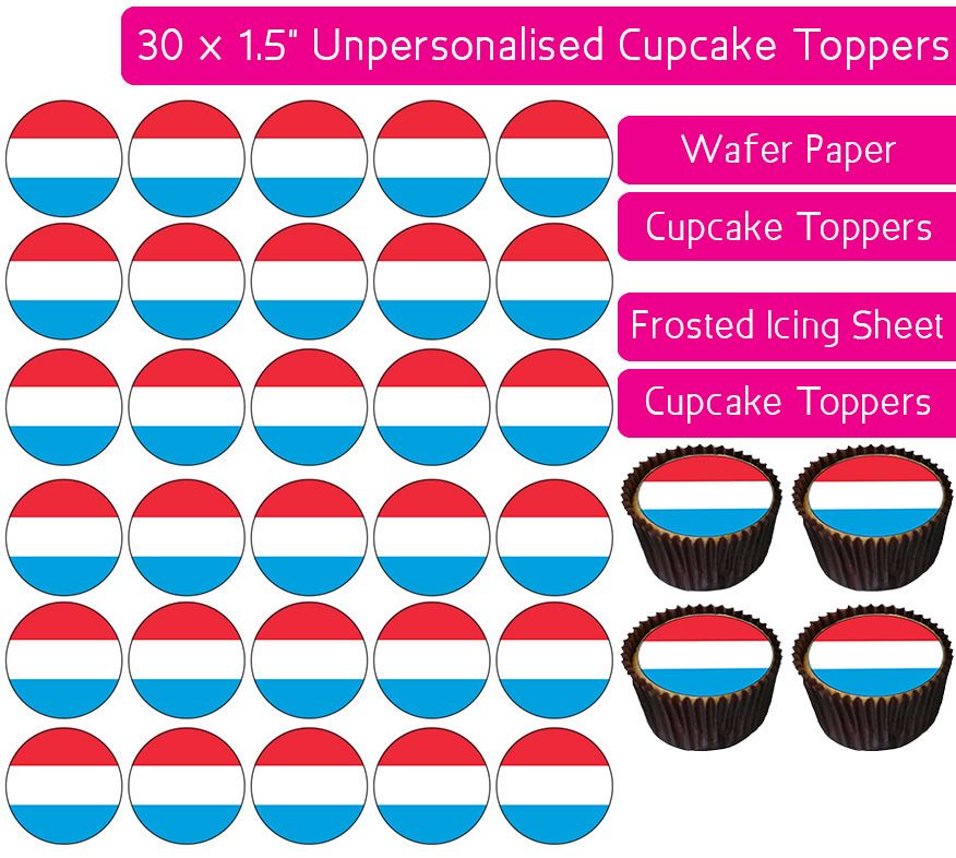 Luxembourg Flag - 30 Cupcake Toppers