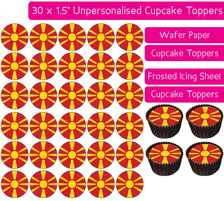 Macedonia Flag - 30 Cupcake Toppers