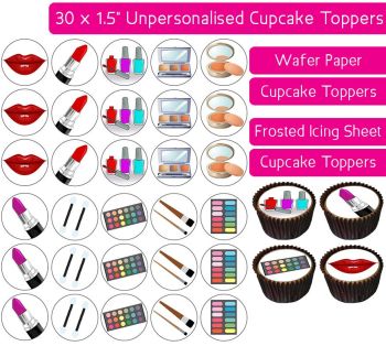 Makeup - 30 Cupcake Toppers