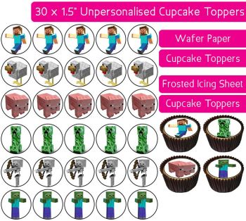 Minecraft - 30 Cupcake Toppers