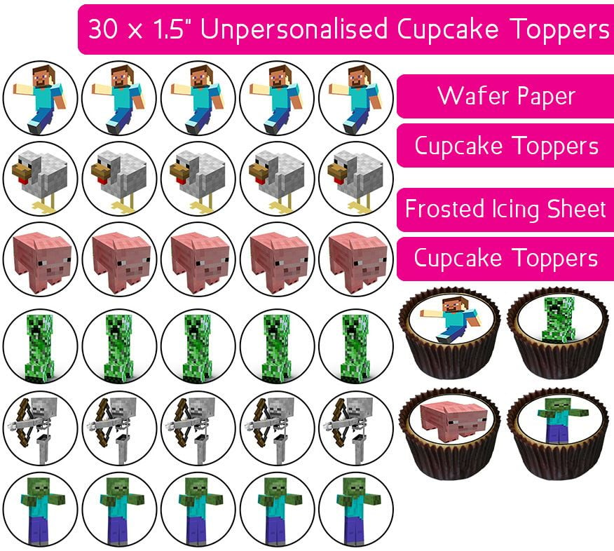 Minecraft - 30 Cupcake Toppers