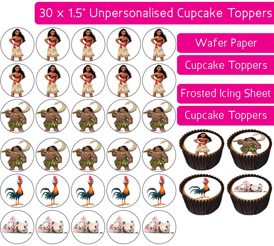 Moana - 30 Cupcake Toppers