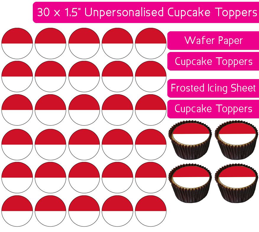 Monaco Flag - 30 Cupcake Toppers