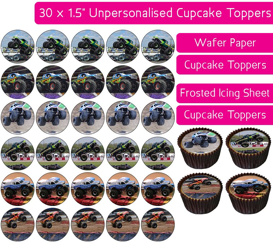 Monster Truck - 30 Cupcake Toppers