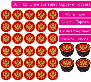 Montenegro Flag - 30 Cupcake Toppers