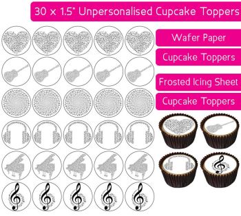 Musical Notes Shapes - 30 Cupcake Toppers