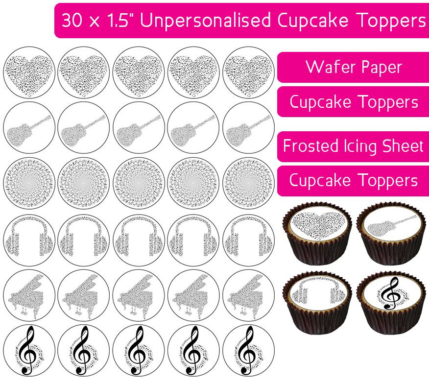 Musical Notes - 30 Cupcake Toppers