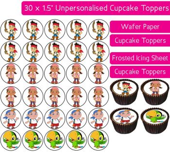 Neverland Pirates - 30 Cupcake Toppers