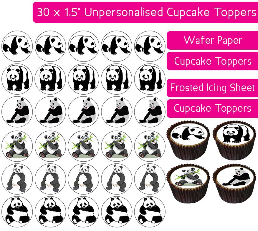 Panda Bear - 30 Cupcake Toppers