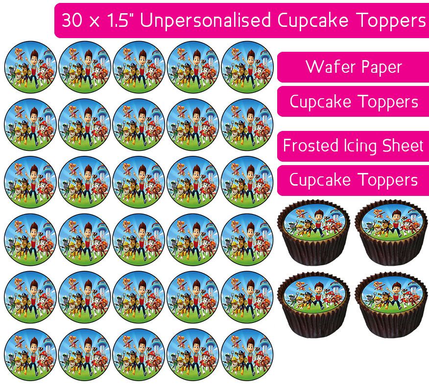 Paw Patrol Gang - 30 Cupcake Toppers