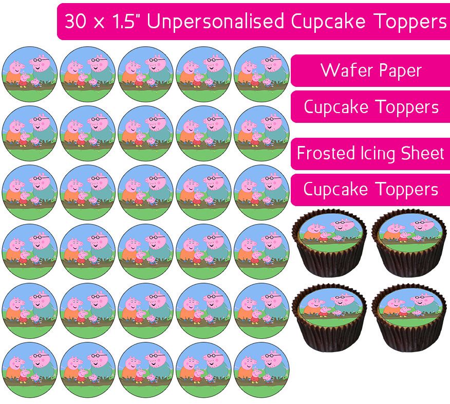 Peppa Pig Family Muddy Puddle Splash - 30 Cupcake Toppers