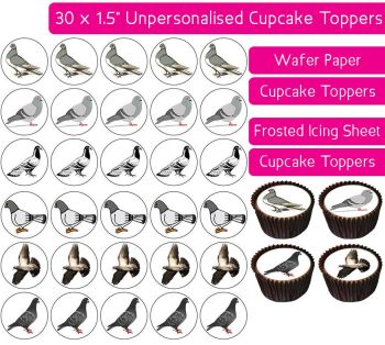Pigeon - 30 Cupcake Toppers