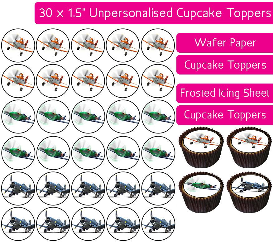 Planes Cartoon - 30 Cupcake Toppers