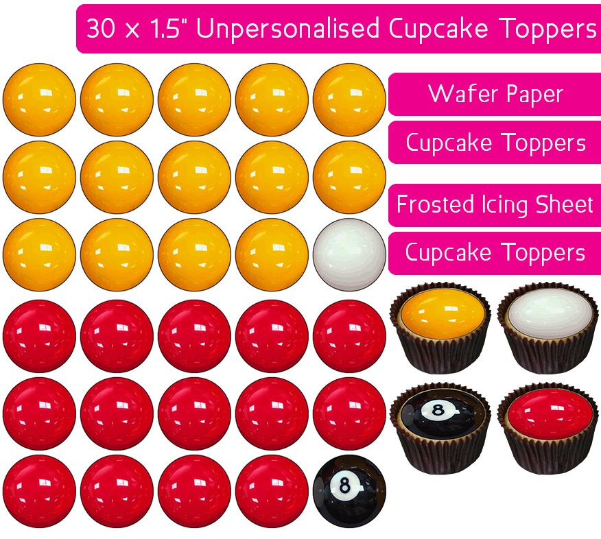 Pool Balls - 30 Cupcake Toppers