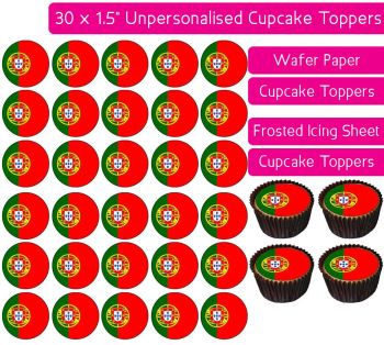 Portugal Flag - 30 Cupcake Toppers