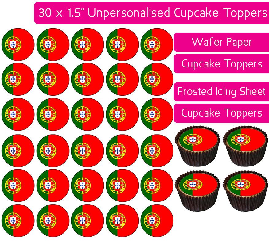 Portugal Flag - 30 Cupcake Toppers