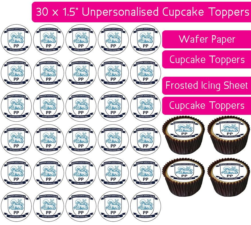 Preston North End Football - 30 Cupcake Toppers