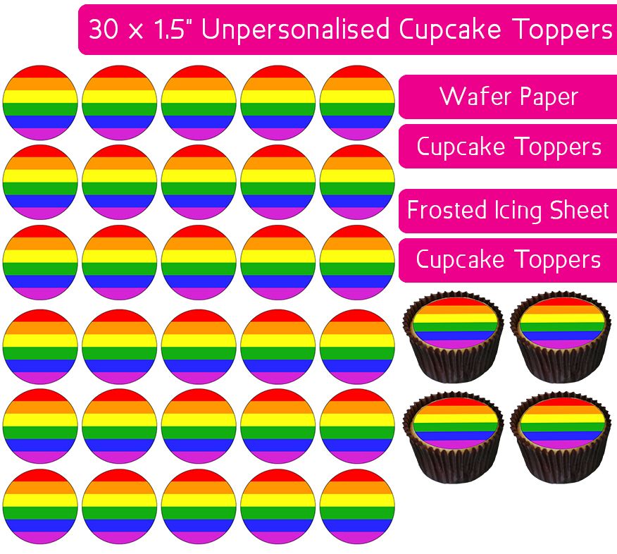Rainbow Flag - 30 Cupcake Toppers