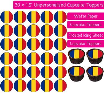 Romania Flag - 30 Cupcake Toppers