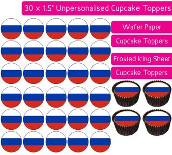 Russia Flag - 30 Cupcake Toppers