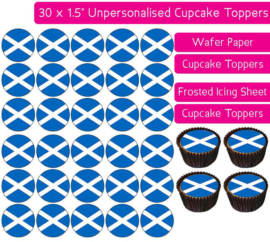 Scotland Flag - 30 Cupcake Toppers