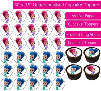 Shimmer and Shine - 30 Cupcake Toppers