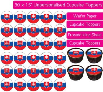 Slovakia Flag - 30 Cupcake Toppers