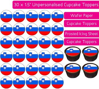 Slovenia Flag - 30 Cupcake Toppers