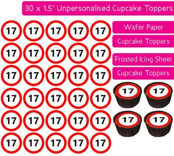 Speed Sign - Number 17 - 30 Cupcake Toppers