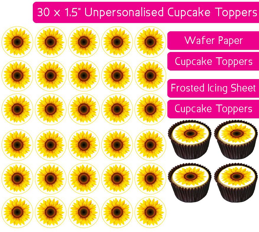 Sunflowers - 30 Cupcake Toppers