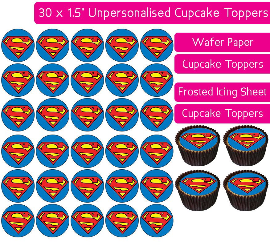 Superman - 30 Cupcake Toppers