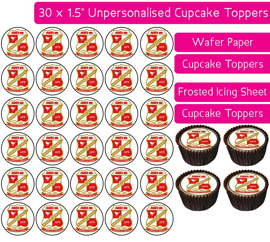Swindon Town Football - 30 Cupcake Toppers