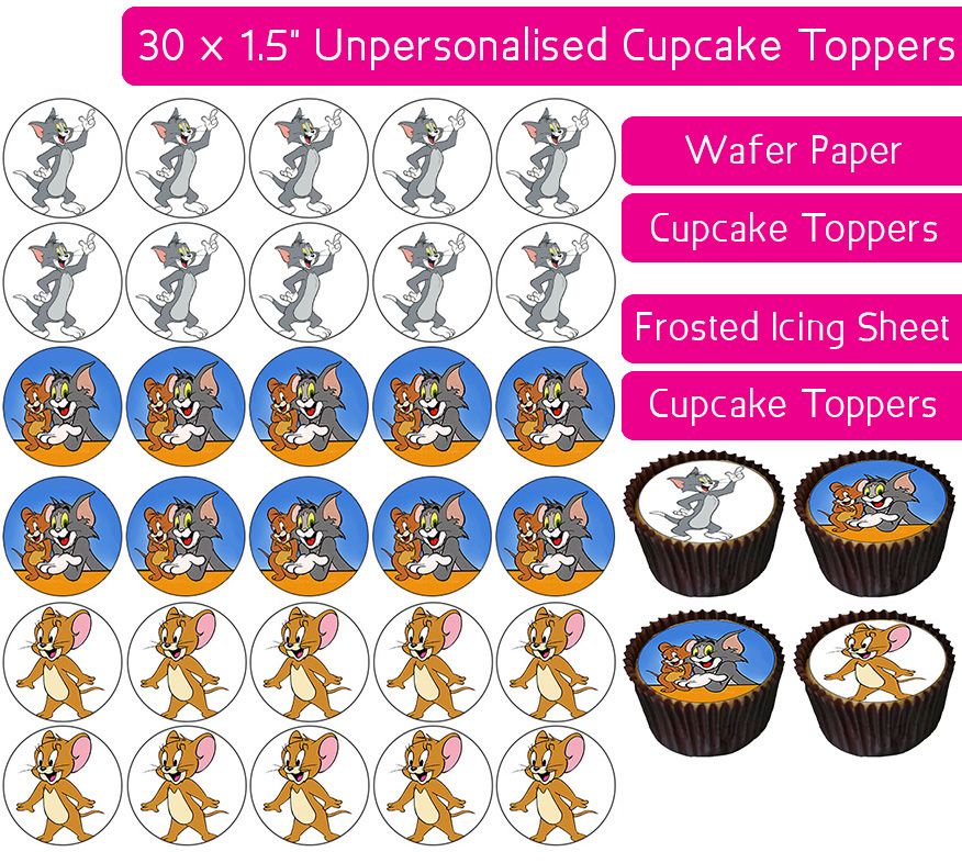 Tom & Jerry - 30 Cupcake Toppers