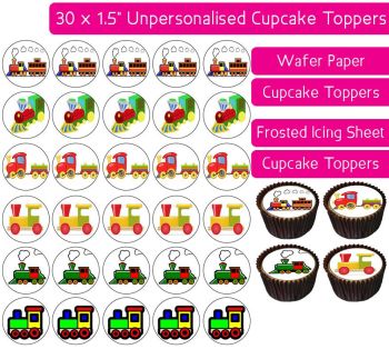Toy Trains - 30 Cupcake Toppers