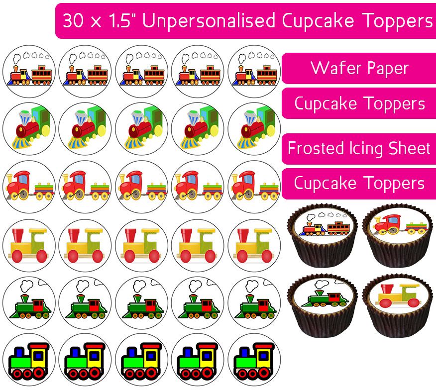 Toy Trains - 30 Cupcake Toppers
