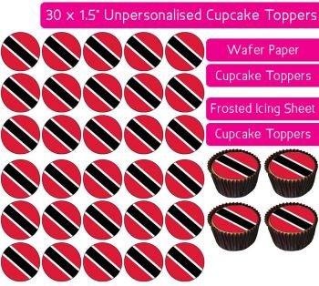 Trinidad & Tobago Flag - 30 Cupcake Toppers