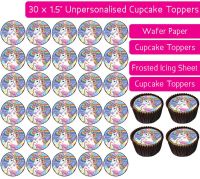 Unicorn - 30 Cupcake Toppers
