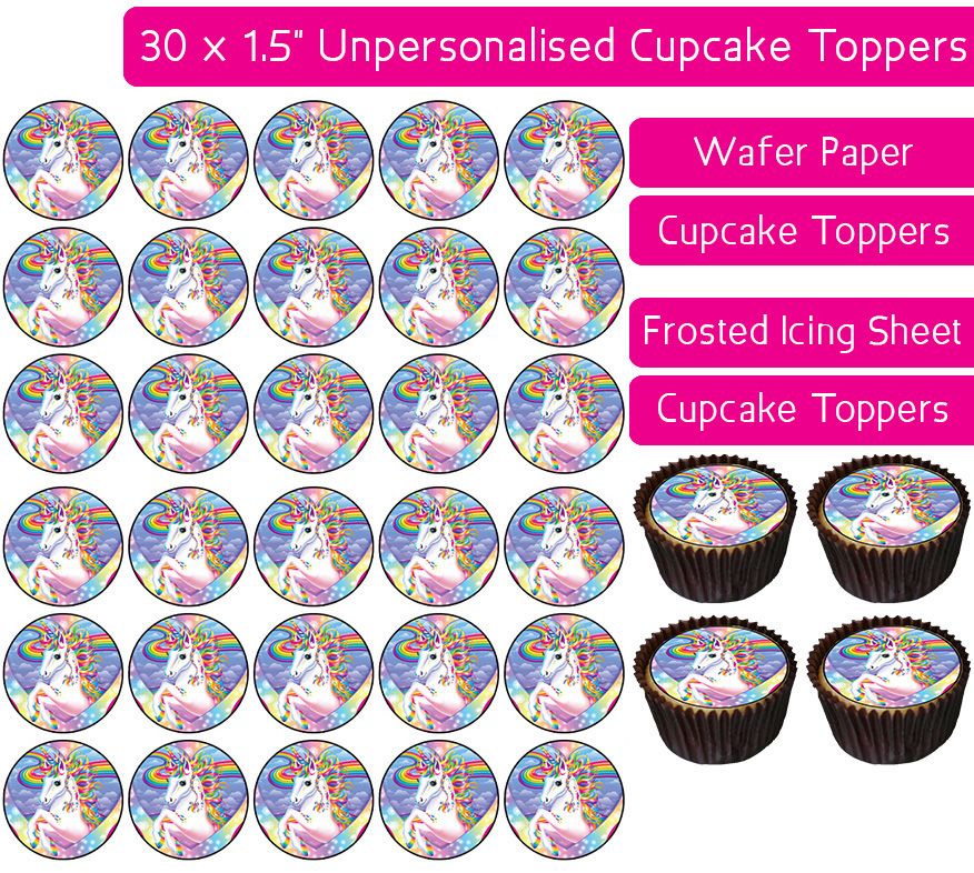 Unicorn - 30 Cupcake Toppers