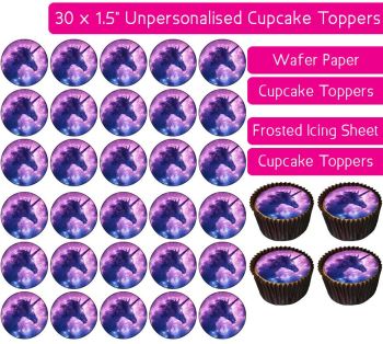 Unicorn Space - 30 Cupcake Toppers
