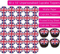 Union Jack - 30 Cupcake Toppers