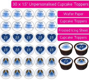 Wedding Anniversary - Crystal - 30 Cupcake Toppers