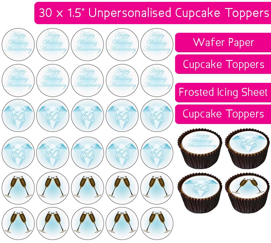 Wedding Anniversary - Diamond - 30 Cupcake Toppers