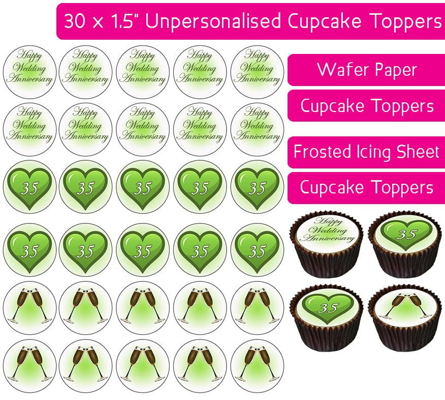 Wedding Anniversary - Jade - 30 Cupcake Toppers