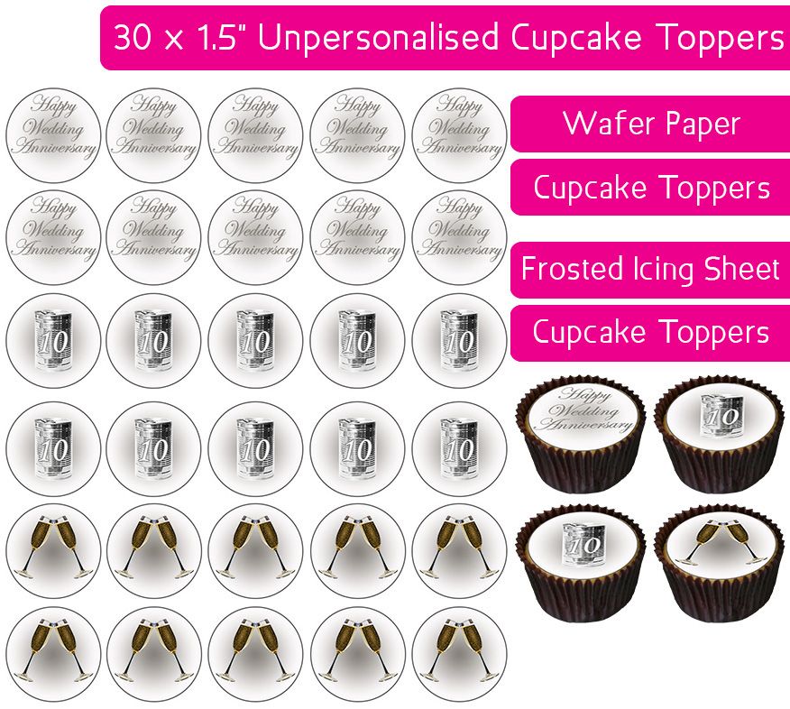 Wedding Anniversary - Tin - 30 Cupcake Toppers