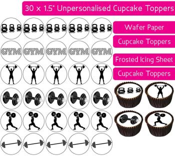 Weightlifting - 30 Cupcake Toppers